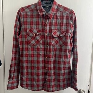 Carbon classic fit, men’s gray/red button up, size small